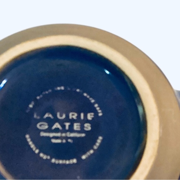 Laurie Gates 19 oz Blue & White Stoneware Coffee Mugs Flowers Dots Set Of 2 - Picture 4 of 5